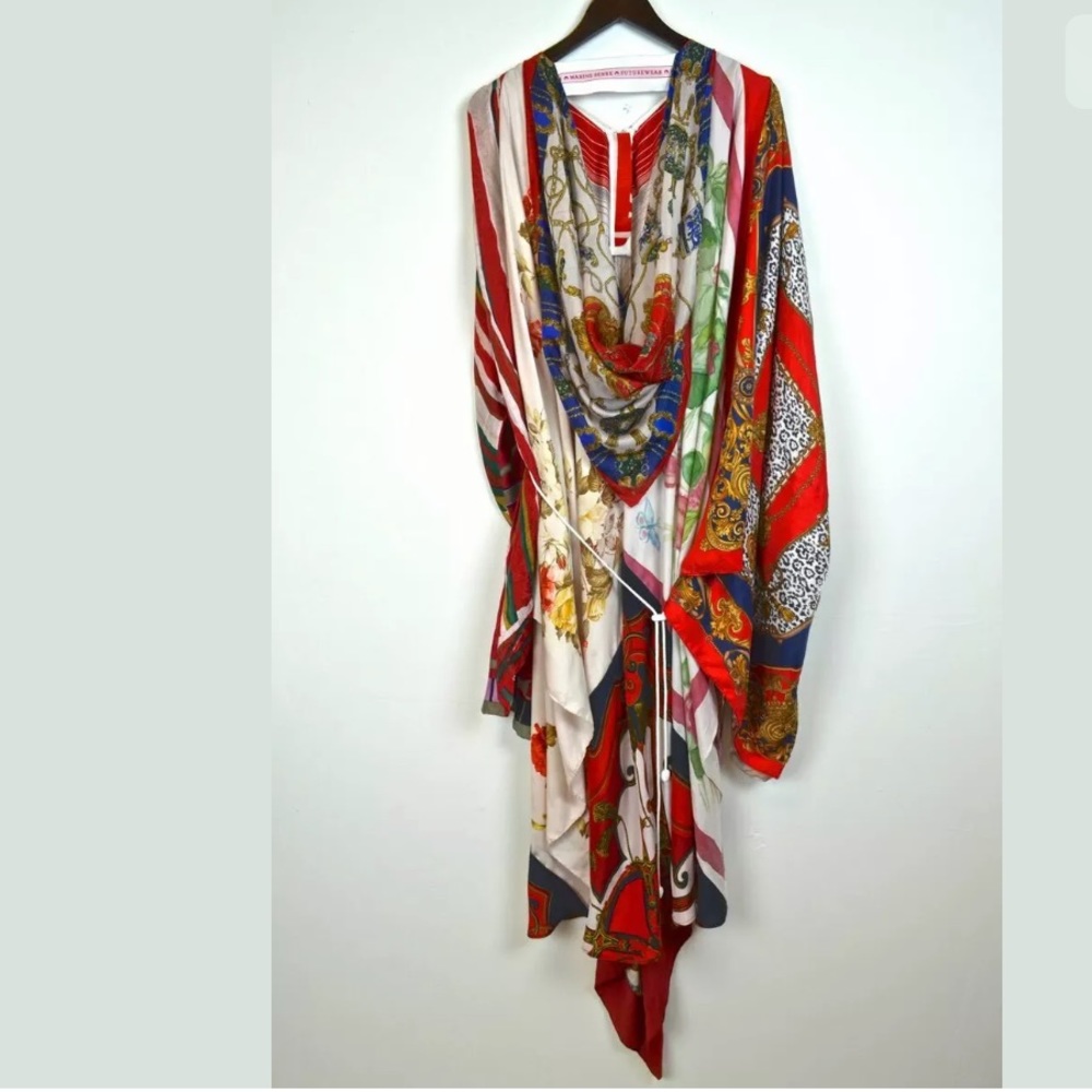 New MARINE SERRE Foulard Scarf Upcycle Drape Dress - Picture 4 of 8